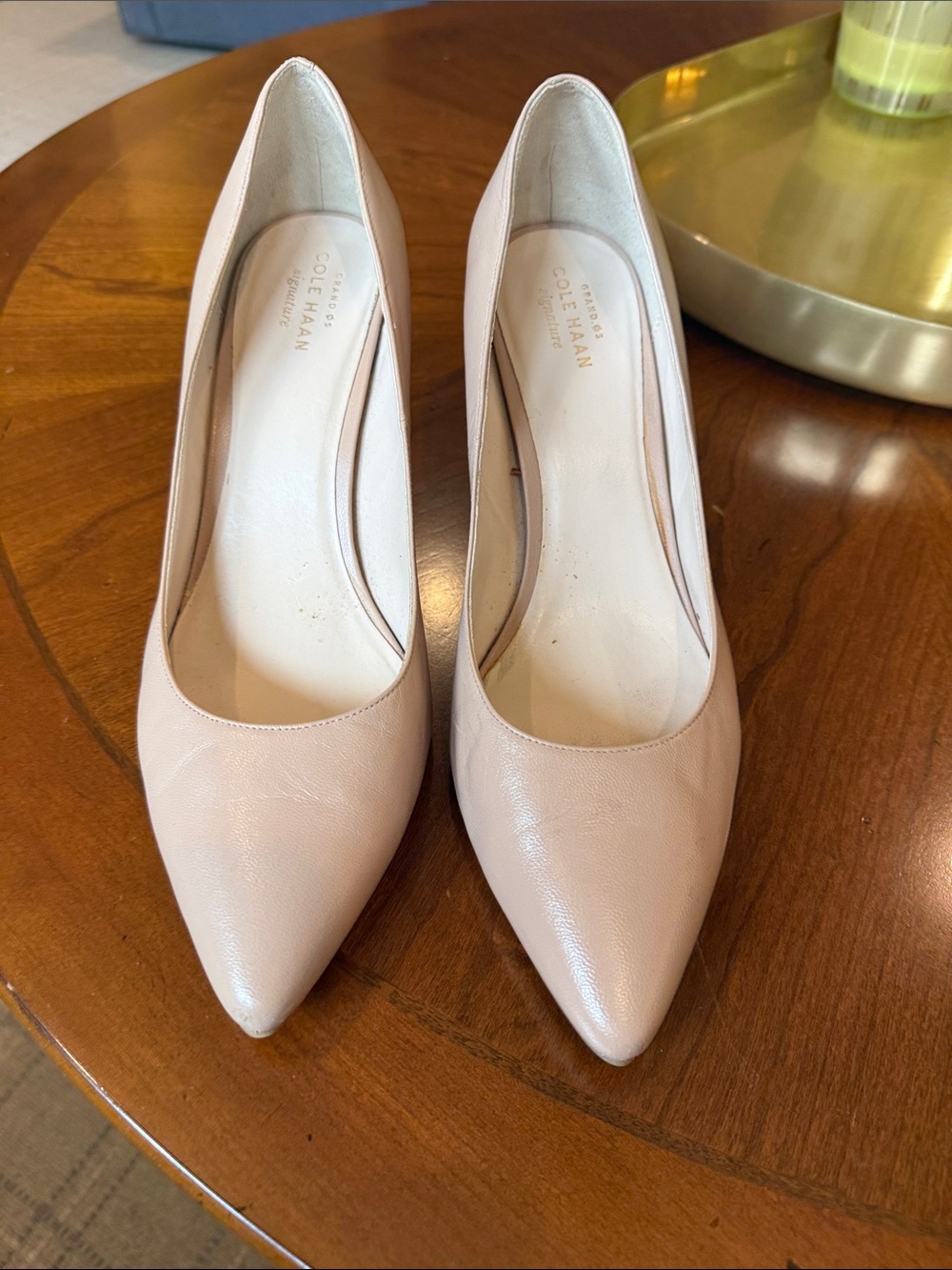 Cole Haan Nude Pointed-Toe Leather Pumps 10C 3” heel